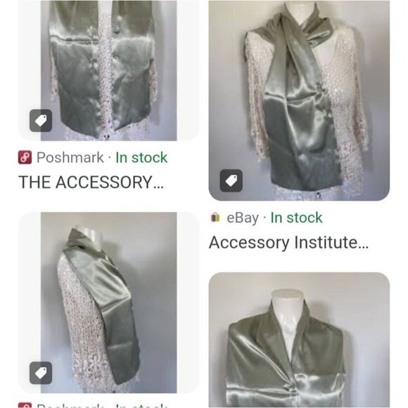 Accessory Institute Vintage Vest Like Scarf Shawl Button Wrap 52" x 9" - Picture 8 of 9